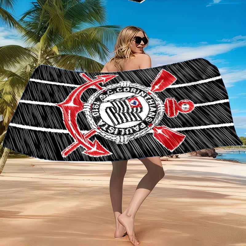 Sport Club Football Crest Printed Microfiber Beach Towel, Soft And Absorbent, Quick-Dry, Ideal for Summer Travel, Beach Essential, Swimming Pool