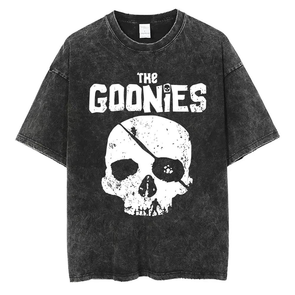 Classic Funny Movie The Goonies Never Say Die Vintage Washed T Shirt Best Famous Skeleton Graphic T-shirt Oversized Tshirt Unisex