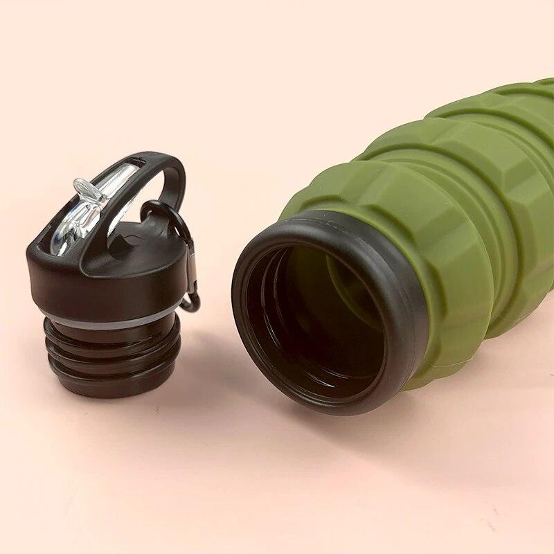 Retractable Foldable Water Bottle High Temperature Resistant Food Grade Silicone Camouflage Biking Hiking Athletic Water Bottle