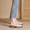 Round Head Platform Loafers Women'S Brock British Style Small Leather Shoes Women'S Metal Buckle Decorative Shoes