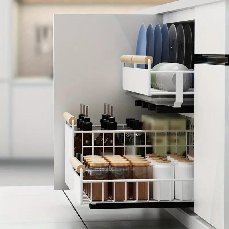 Ausziehbarer Schrank-Aufbewahrungsständer, Geschirrabtropfgestell für Küchenarbeitsplatte, Gewürzregale für Küchenschränke, Haushaltsorganisator und Aufbewahrung