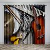 Music Stage Electric Guitar Shelf Drum Instrument Design Sunshade Curtains Living Room Bedroom Home Decoration Thin Curtains