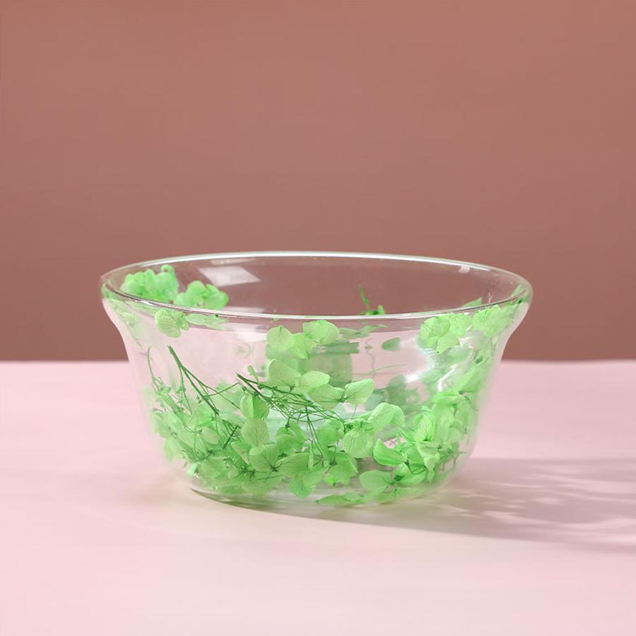 Double-layered Glass Salad Bowl with Dried Flowers