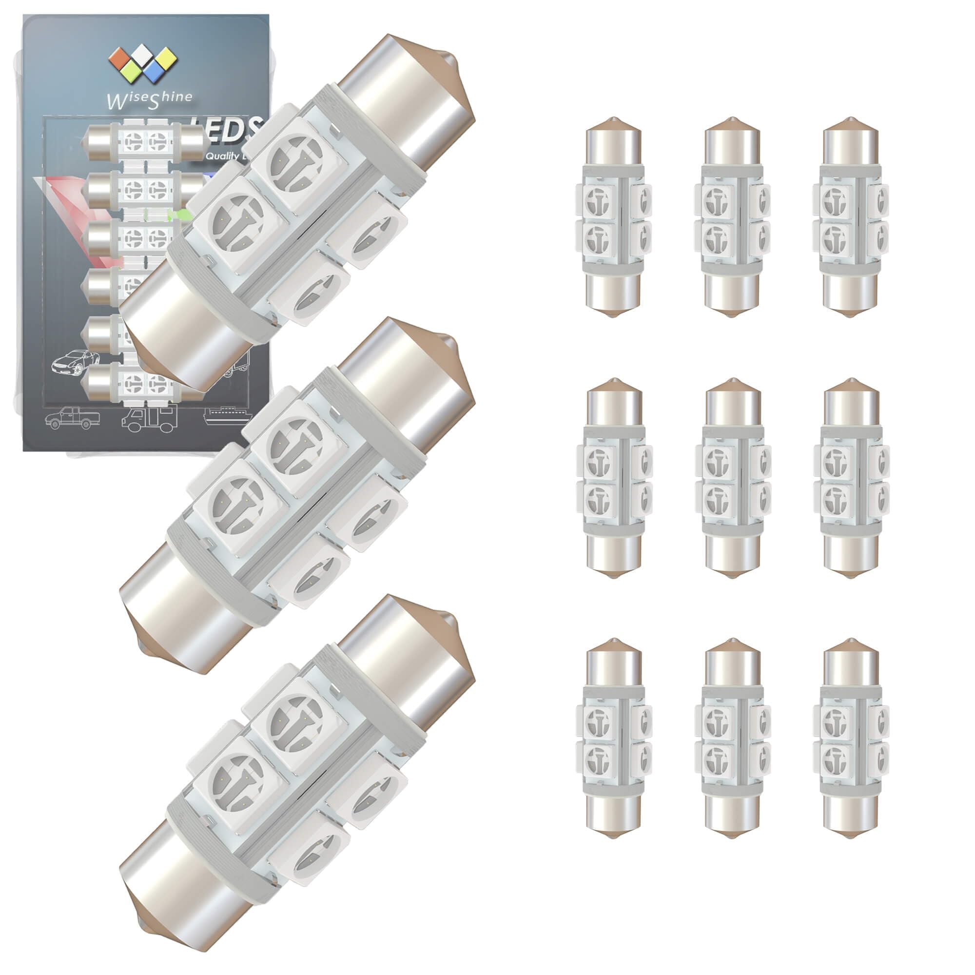 WiseShine DC 12V 36mm Festoon Dome LED Bulb Light 6418 36mm 12V 12PCS синий
