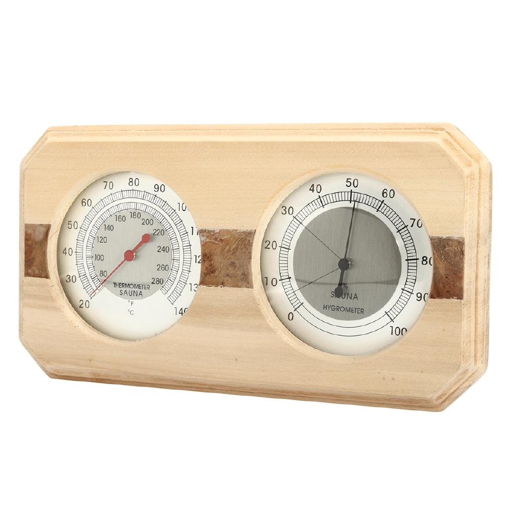 Thermometure Humidity Meter Bath & Sauna Sauna Thermometer Wooden Indoor/Outdoor Hygrometer Steam Wood Sauna Room