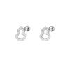 S999 Sterling Silver Chinese-Style Hollow Gourd Stud Earrings with Rhinestones for Women - Luxurious Feel, High-End Design