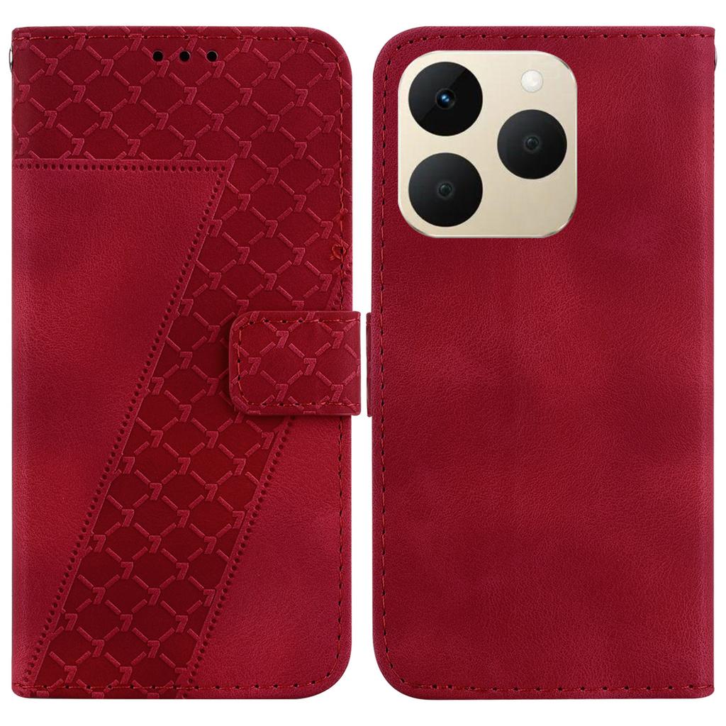 For Realme 15T 5G Stand Case 7-Shaped Pattern Imprint Leather Phone Cover with Strap