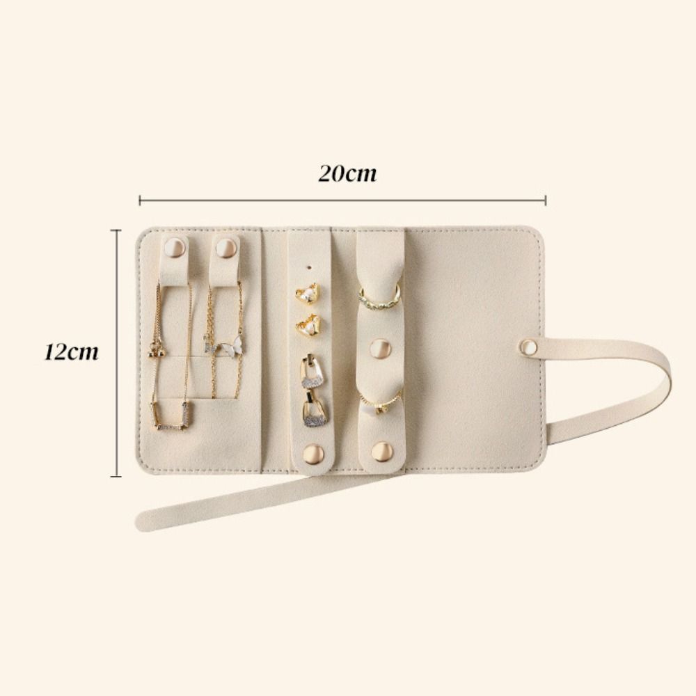 Roll Up Design Jewelry Storage Bag PU Leather Ring Holder Portable Jewelry Pouch Travel Use
