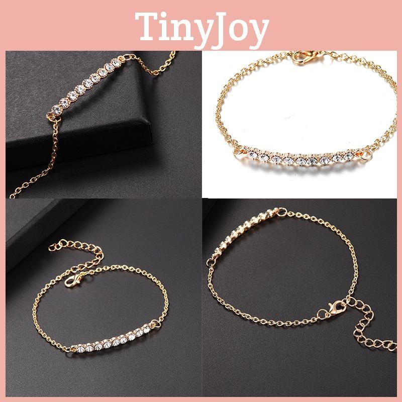 Beautifully Crafted Women's Bracelet With Rhinestone And Gold Plated Chain