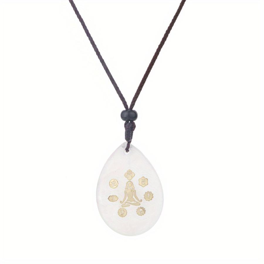 Natural Stone Crystal Carved Yoga Pendant Necklace Adjustable Necklace Natural Gemstone Drop Amethyst Meditation Jewelry Gifts