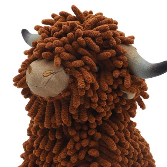 Fuzzy Animal Hand Towel Chenille Highland Cow Decorative Towel Cute Doll Absorbent Hand Towel