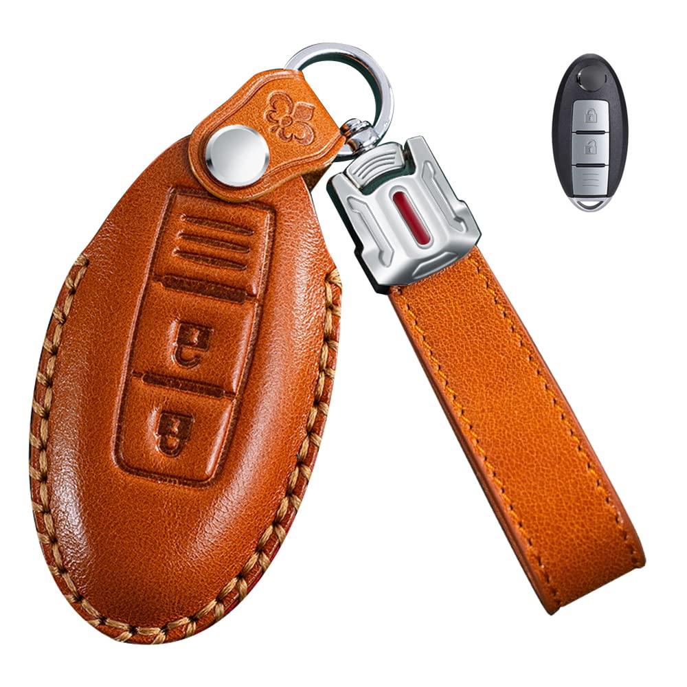 LETINGFAR Key Case for Nissan, Smart Key Case, Key Cover, Genuine Leather, Designed for