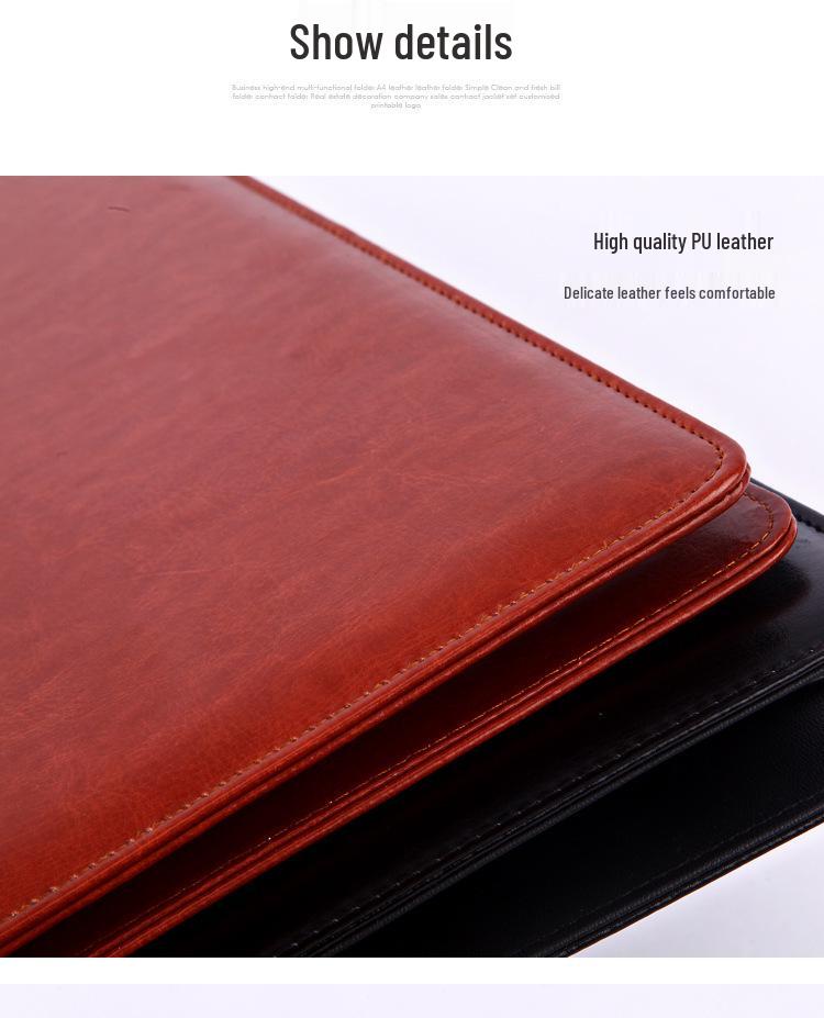 A4 Leather Business Folder with Calculator and Notepad Holder