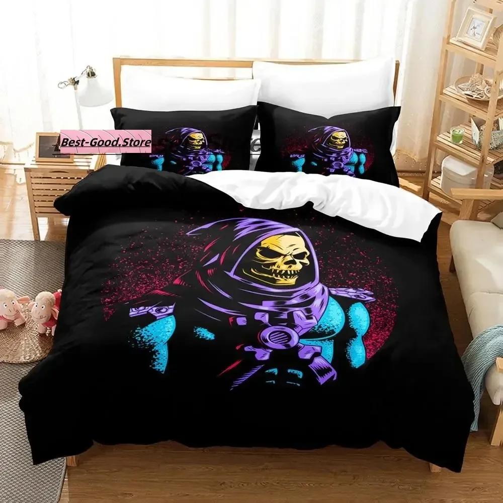 

Comforter 2014 Skull Skeletor Bedding Set Single Twin Full Queen King Size Bed Set Teenager Bedroom s 3D Anime Bed Comforter (quilt)-EU Single(135*200cm)3pcs