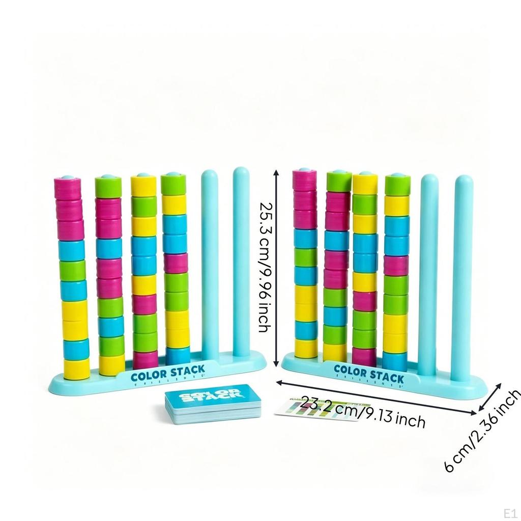 Color Sorting Game Bright Colors Hoop Stacking Includes Cards Board