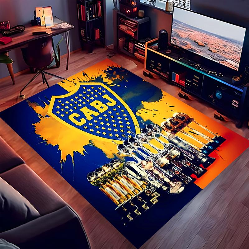 1pc Club Atlético Boca Juniors Print Area Rug - Soft,Washable Non-Slip Indoor Mat for Office Chairs,Living Room,Home Office Decorative Rug