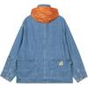Carhartt WIP X INVINCIBLE Collaboration Multi-Pocket Label Logo Loose Removable Hood Denim Jacket Unisex jackets A242054-01-06