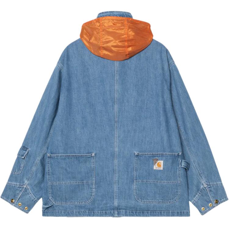 Carhartt WIP X INVINCIBLE Collaboration Multi-Pocket Label Logo Loose Removable Hood Denim Jacket Unisex jackets A242054-01-06