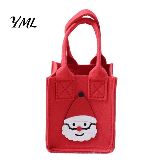Thickened Felt Snack Carrier Christmas Candy Bag, Santa Claus Snowman Patterns Treat Pouch, Large Capacity Party Favor Bag Tote for Holiday Favors And