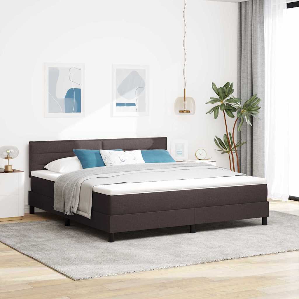 Box Spring Bed with Headboard Dark Brown 180 x 200 cm Fabric