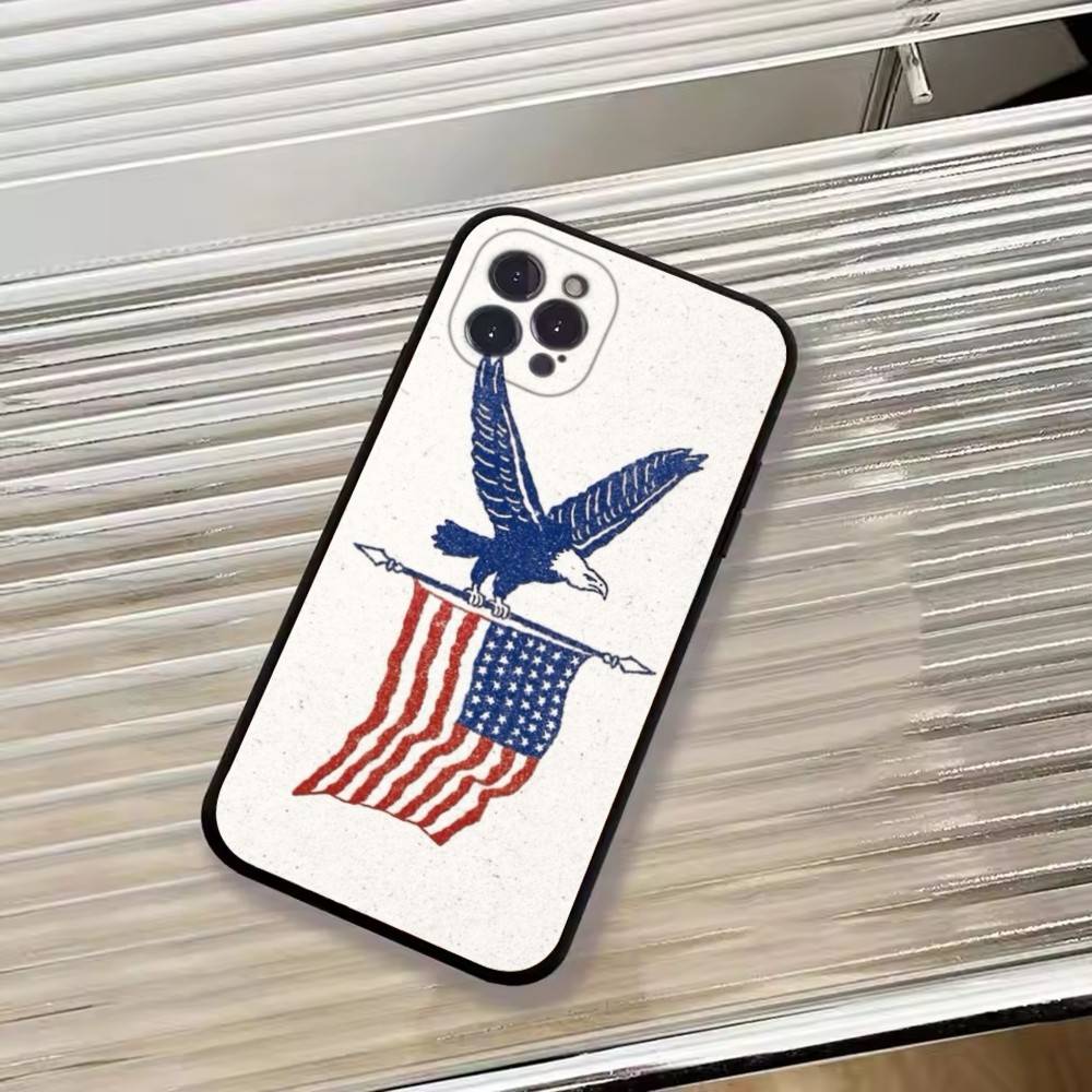 USA A-America Flag Phone Case For iPhone 17,16,15,14,13,12,11 Plus,Pro Max,XS,Soft Silicone Black Cover