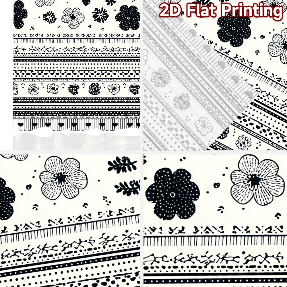 Set Of 2 Flat Printing Curtains Without Rod Geometric Lines Shapes Easter Holiday Semi Festive Curtain With Light Filtering Polyester