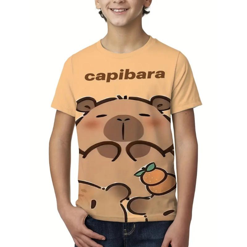 Cute Cartoon Capybara Graphic T Shirt Men Women 2025 Summer New Animal Capybara T-Shirts Casual Oversized Kids Boys Tees Tops