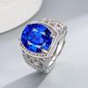 Luxury Oval Simulated Sapphire Silver Engagement Ring