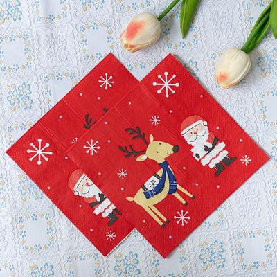 20pcs/Pac 33*33cm 2-Ply Disposable Party Napkin Christmas Pattern