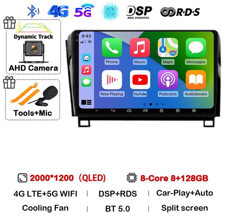 Android 14 Car Radio GPS Audio For Toyota Tundra XK50 2007-2013 Sequoia XK60 2008-2017 Multimedia Video Player Navigation Stereo