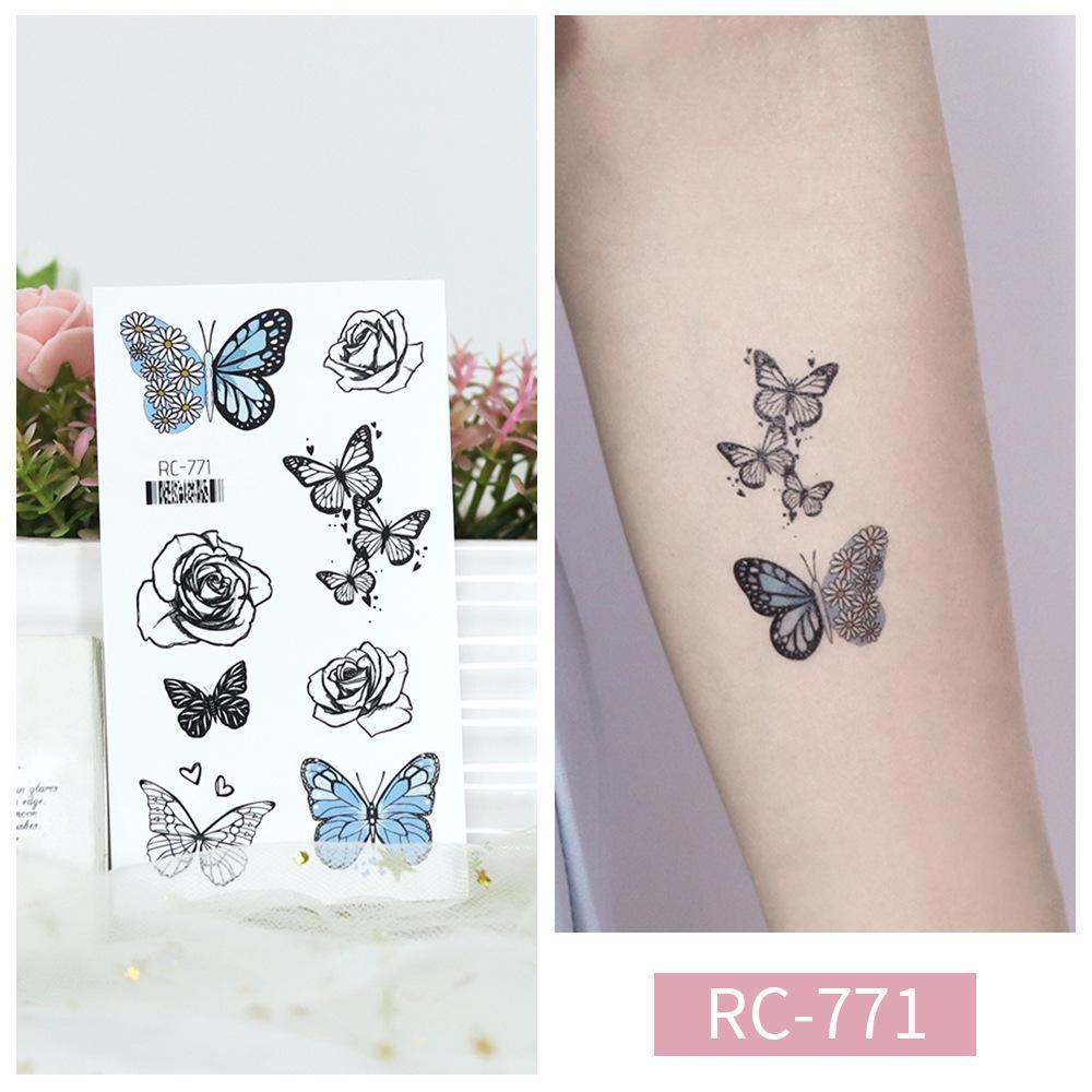 Butterfly Tattoo Stickers: Small, Fresh, Waterproof, Retro Black & White, Temporary Hand Designs