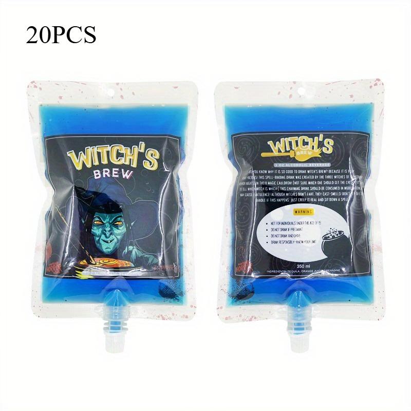 20pcs 350ml Halloween Drink Bags Jelly Spout Pouches Children's Drink Straw Bag Holidays Party Supply Blood Bags