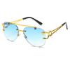 New Rimless Sunglasses Pilot Fashion Metal Frame Women Men Large Round Sun Glasses for Female Male Gradient Traveling Oculos
