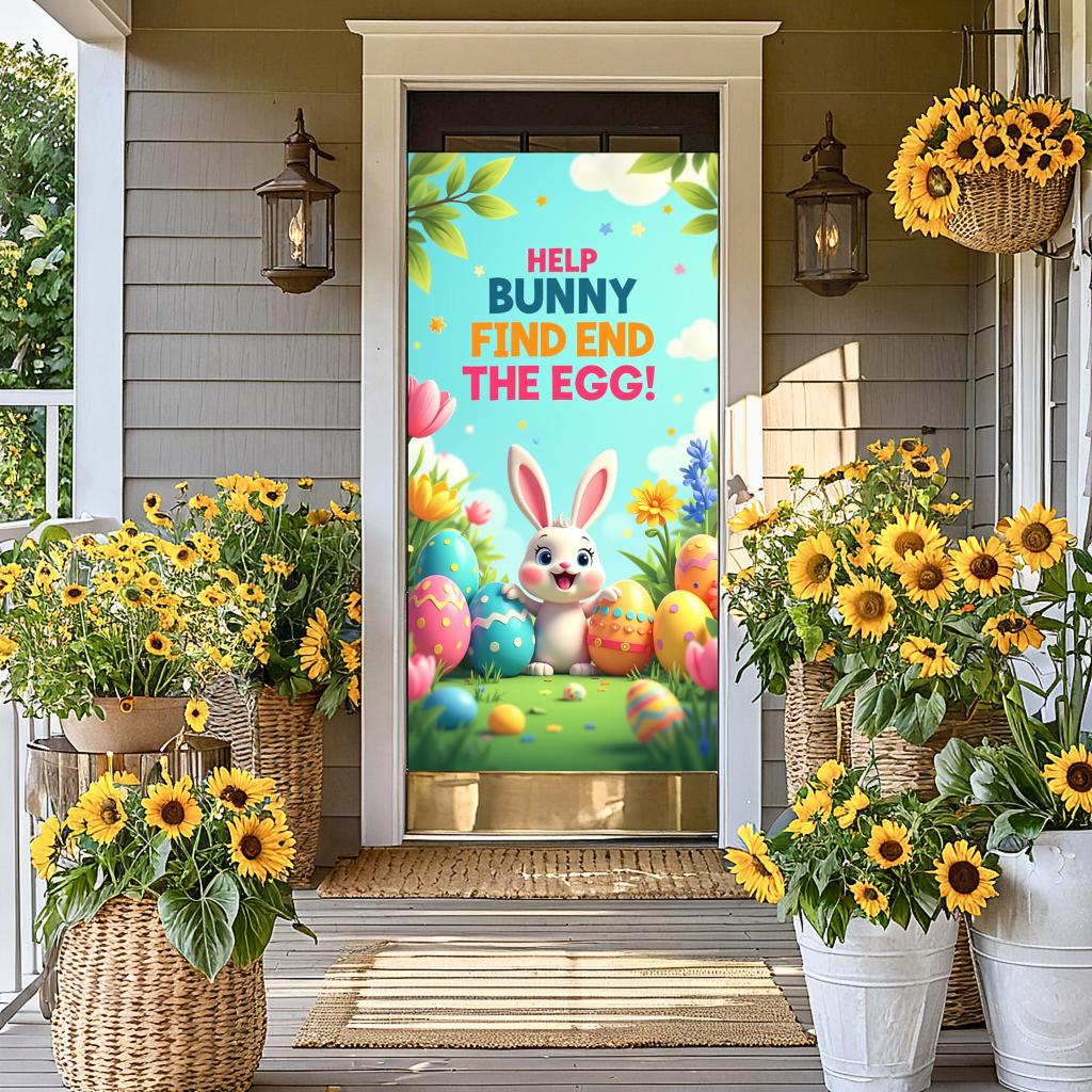 Decorative Festive Decoration Celebration Vibrant Outdoor Spring Backdrop Cheerful Easter Banner for Family Celebration