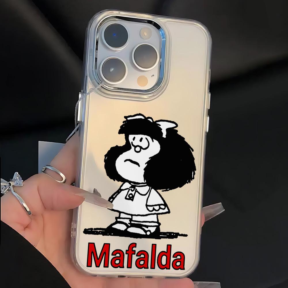 

Cute Cartoon Mafaldas Girl Phone Case For IPhone 17 16e 16 15 14 13 12 11 Mini Pro Max X XR XSMAX 8 7 Air Plus Transparent Cover iPhone XSMax