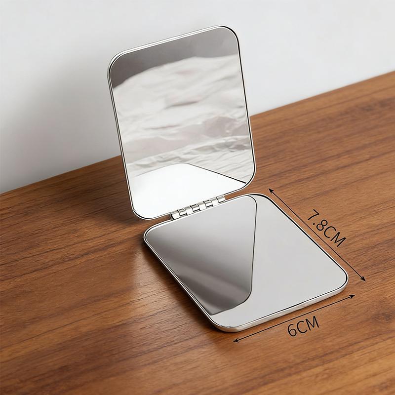 Stainless Steel Foldable Mini Makeup Mirror for Women Girls  Makeup Vanity Mirror Portable Double-sided Mirror