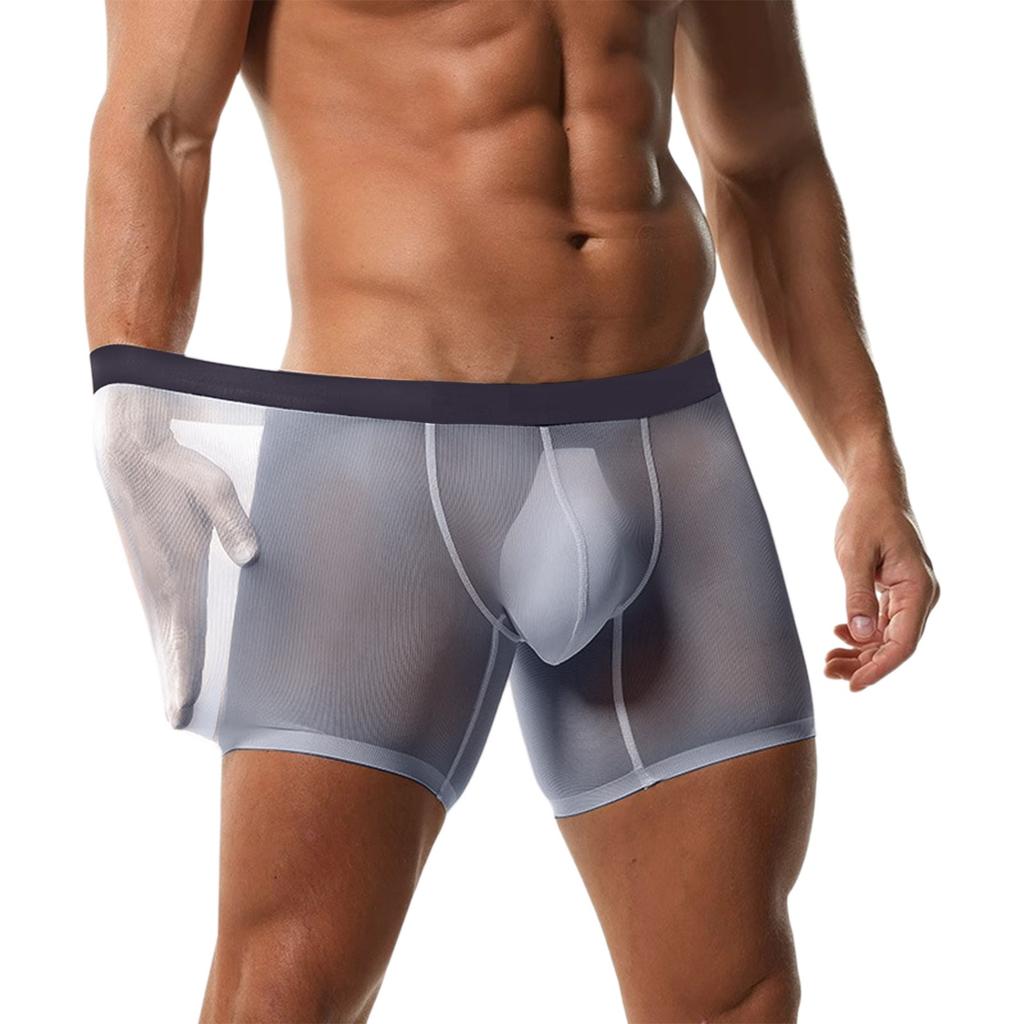 Men's Boxer Underpants, Ice Mesh Breathable Underpants, Sports Extension, Reverse Crotch Shorts