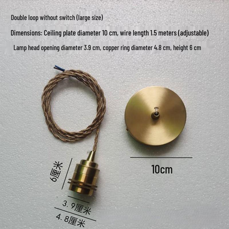 Retro American E27 Copper Lamp Holder with Switch - Brass Pendant Cord for DIY Table Lamps and Chandeliers