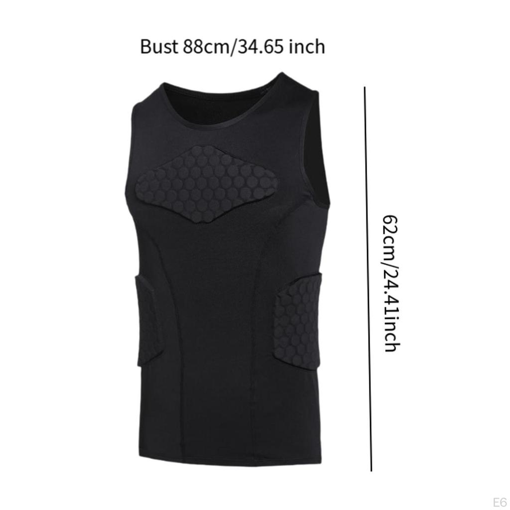 Mens Padded Vest Chest Rib Protector Sleeveless Shirt Comfortable Breathable Guard