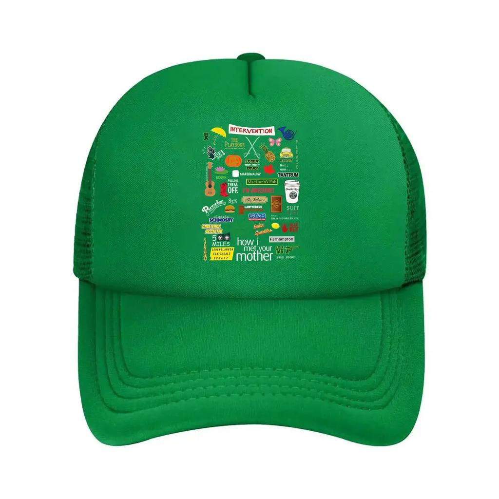 Assorted Themed Stickers Collection Mesh Baseball Cap