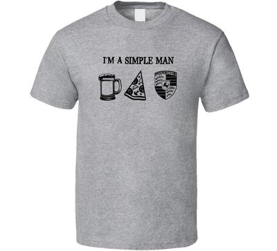 Porsche Simple Man Piwo Pizza Samochód Logo Wentylator Jazdy Unisex Koszulka
