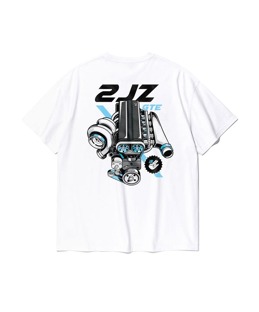 Men's round-neck T-shirt 2025 New 2jz turbine Engine jdm engine cultural print graphic fashionable casual hip-hop breathable top