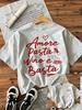 2026 Summer Loose Unisexs Casual Tshirt With Amore Pasta Vino E Basta Italian Food Print Short Sleeve Round Neck Unisexs Tops