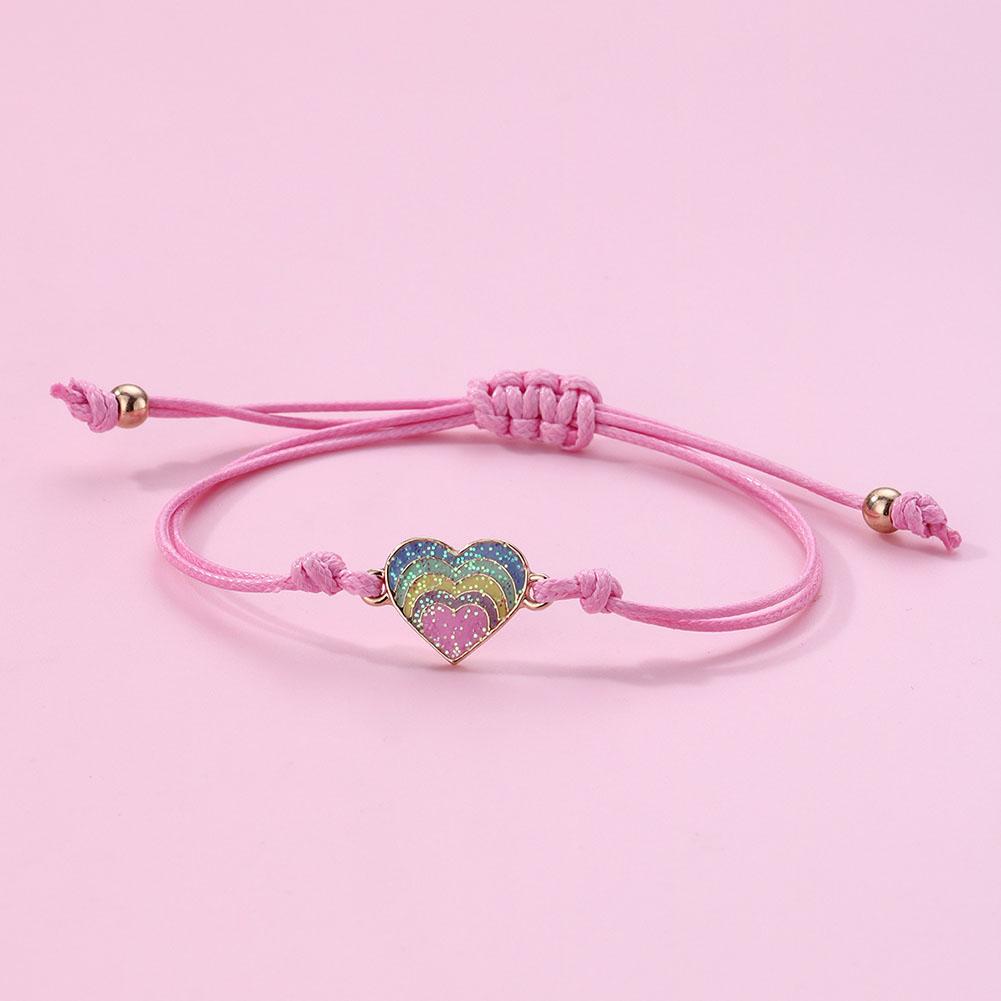 3pcs Kids Bracelets Cute Cartoon Heart-shape Rainbow Bracelet For Girls Gifts