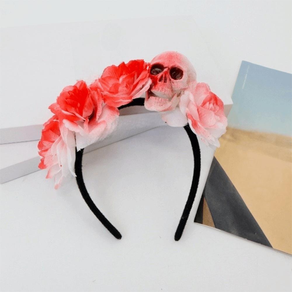 Halloween Decor Skull Head Headband Simulation Flower Gothic Flower Hairband  Cosplay