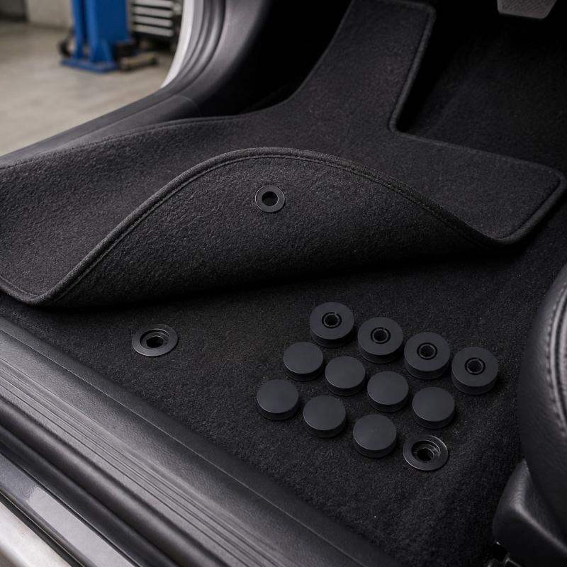 6680520 Automotive Carpet Mat Clips, 10 Black Plastic Components with Flanged Construction for Replacing Floor Mat Retaining Hardware Points