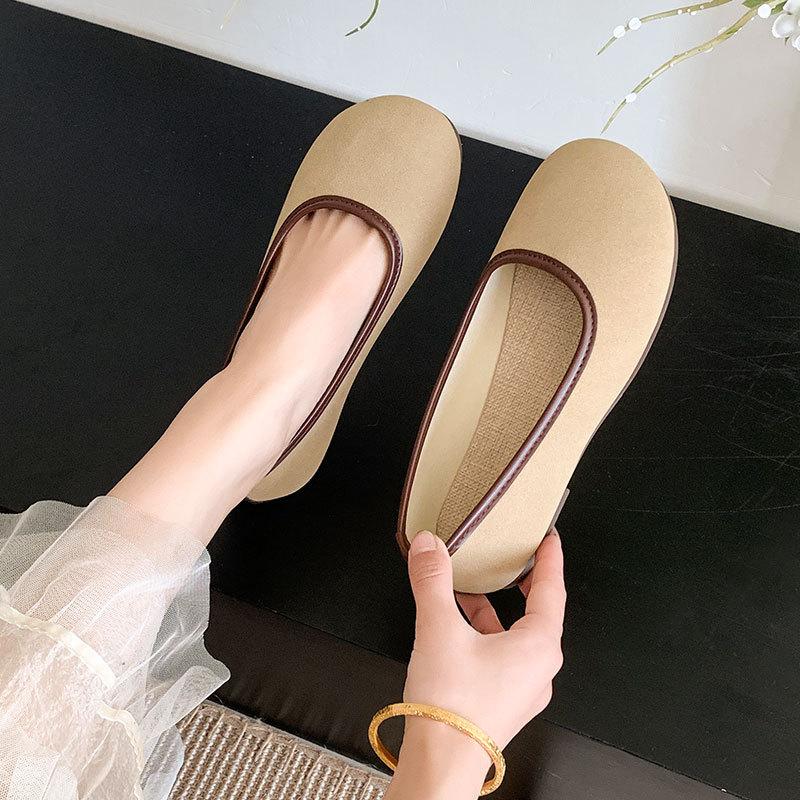 Vintage Mary Jane  shoes big head knitted soft sole breathable flat bottom versatile shallow mouth single shoes  Doudou shoes