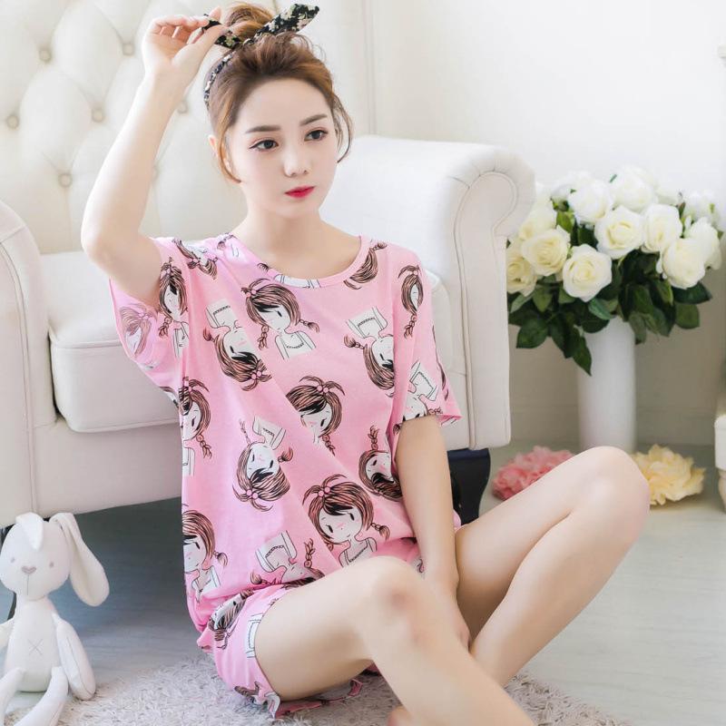 Pajamas Women'S Summer Short-Sleeved Shorts Loose And Cute Cartoon Casual Can Be Worn Outside Pajamas Women'S Loungewear Set
