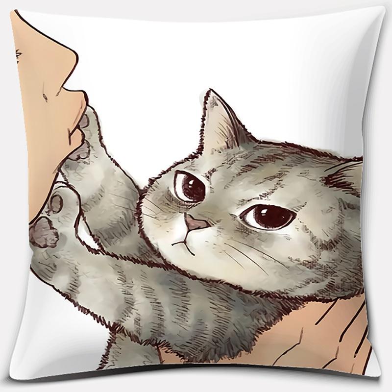 Funny Cute Cat Cushion Cover Cartoon Pets Pillows Cases Sofa Pillowcase Home Office Decoration