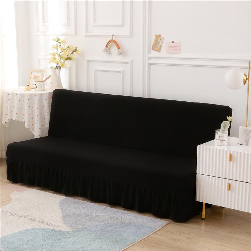 Solid Color Universal Sofa Bed Cover with Skirt - Modern, Simple, Armless Design